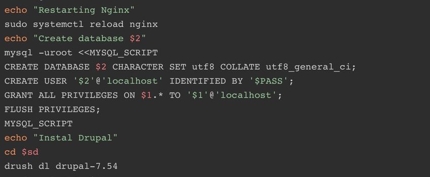 Создания Nginx VirtualHost и установка Drupal одной командой